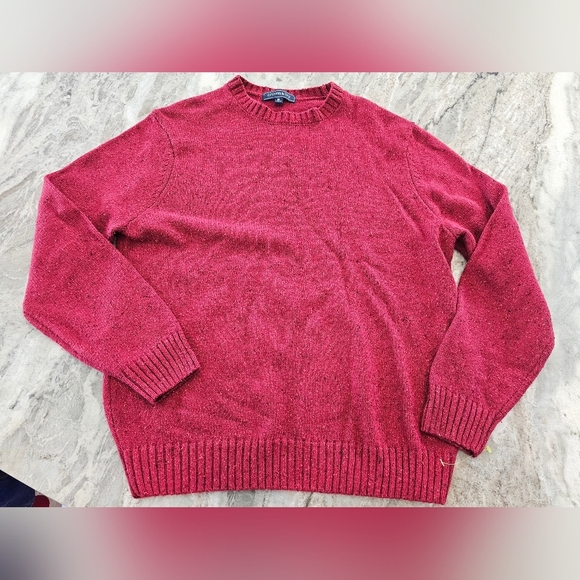 Crown & Ivy Womens Red Speckled Knit Sweater Long Sleeve Crew Neck Acrylic Med - Picture 1 of 10